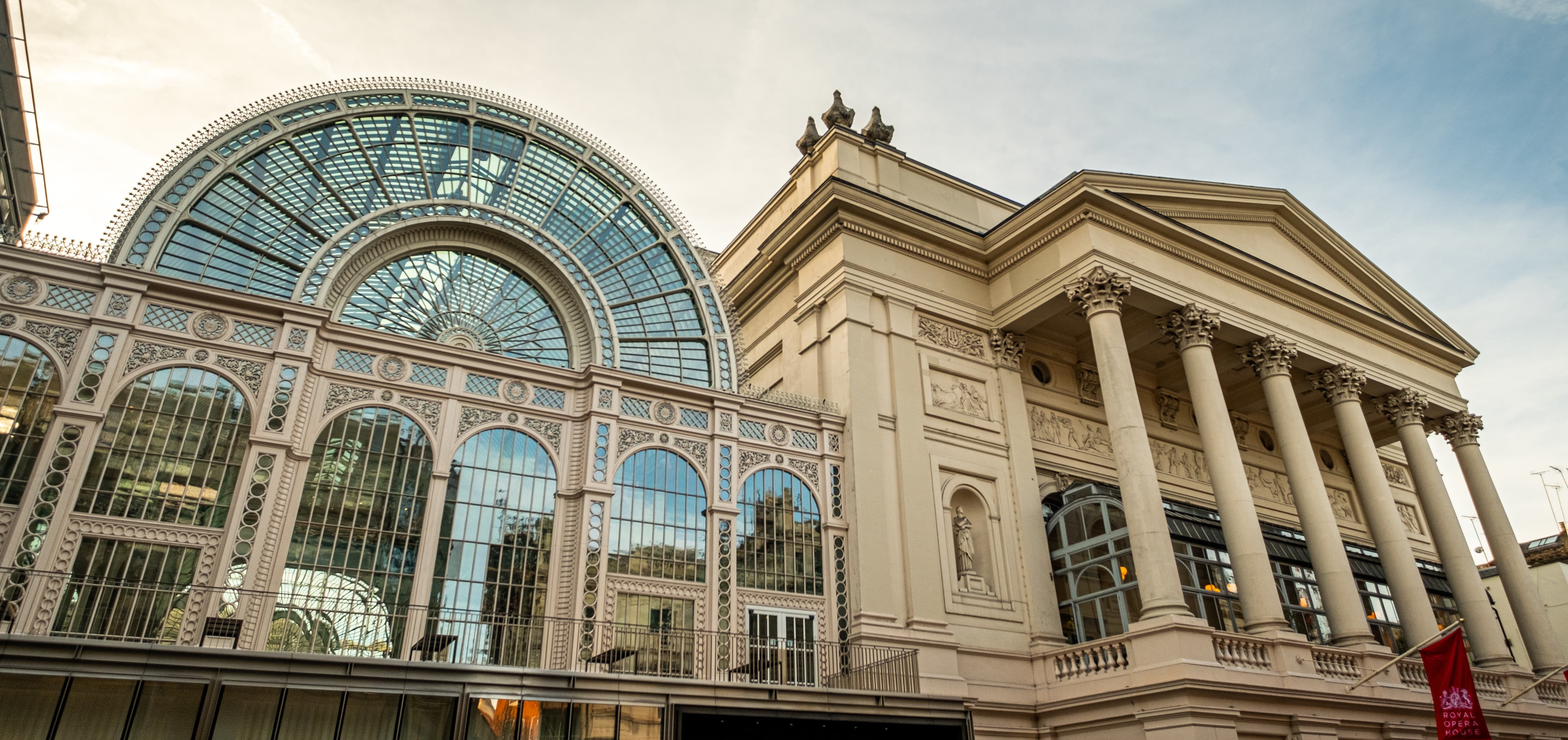 An image of the front of the Royal Opera House in London